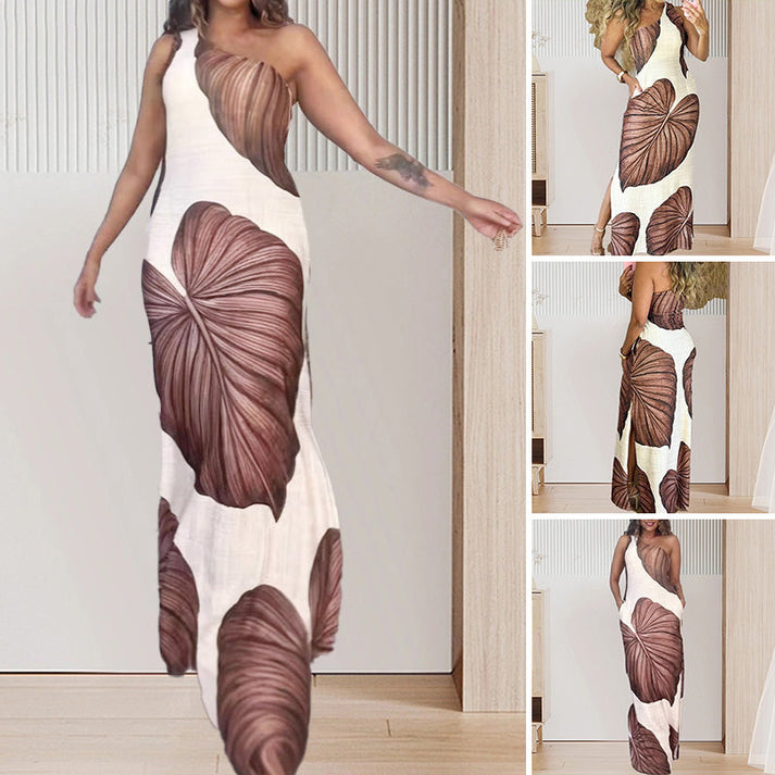 Mina Bezio™ One-shoulder maxi dress with print