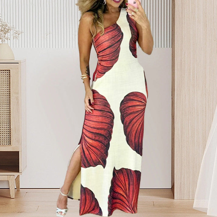 Mina Bezio™ One-shoulder maxi dress with print