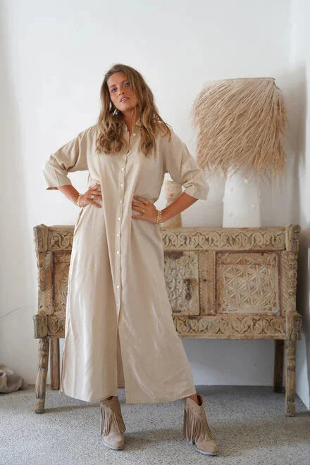 Nevaeh™ Casual button-down shirt with long dress
