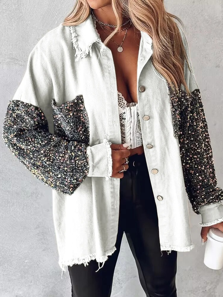 Nicla Bottari™ Denim jacket with contrasting sequins