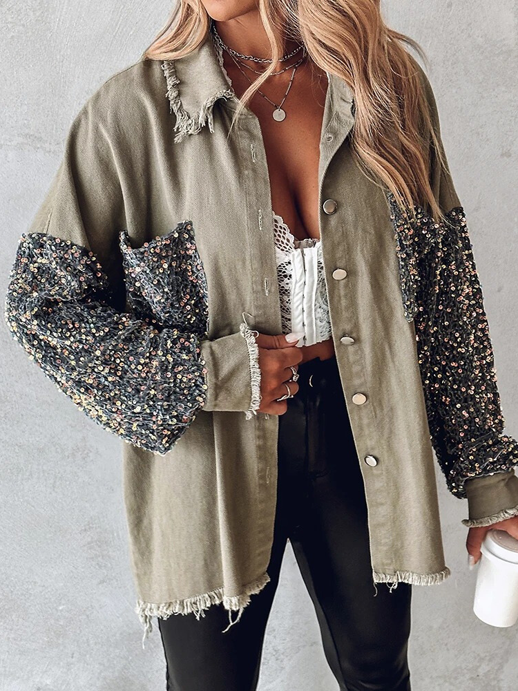 Nicla Bottari™ Denim jacket with contrasting sequins