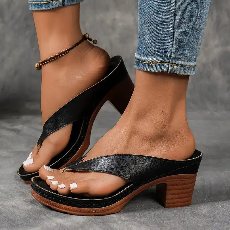 Olivia Vuono™ Women's Chunky Heel Flip Flops