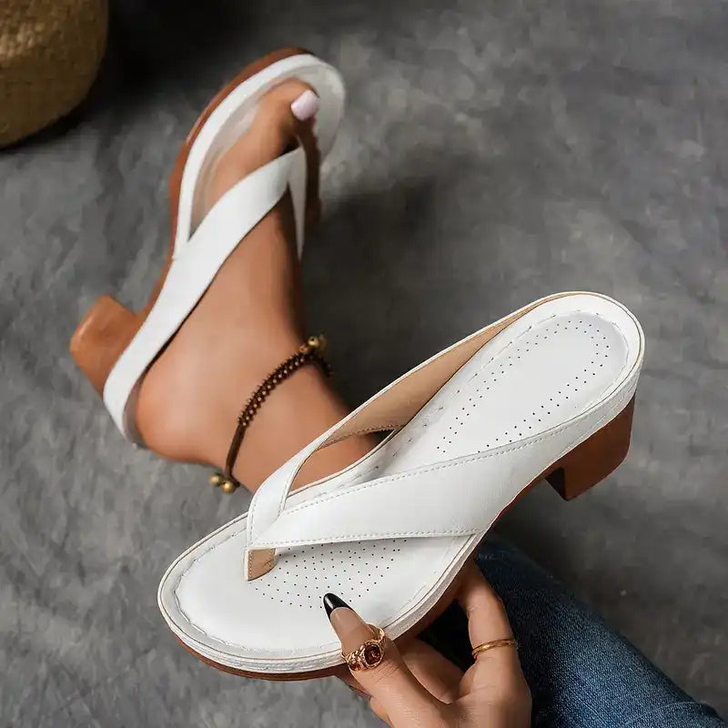Olivia Vuono™ Women's Chunky Heel Flip Flops
