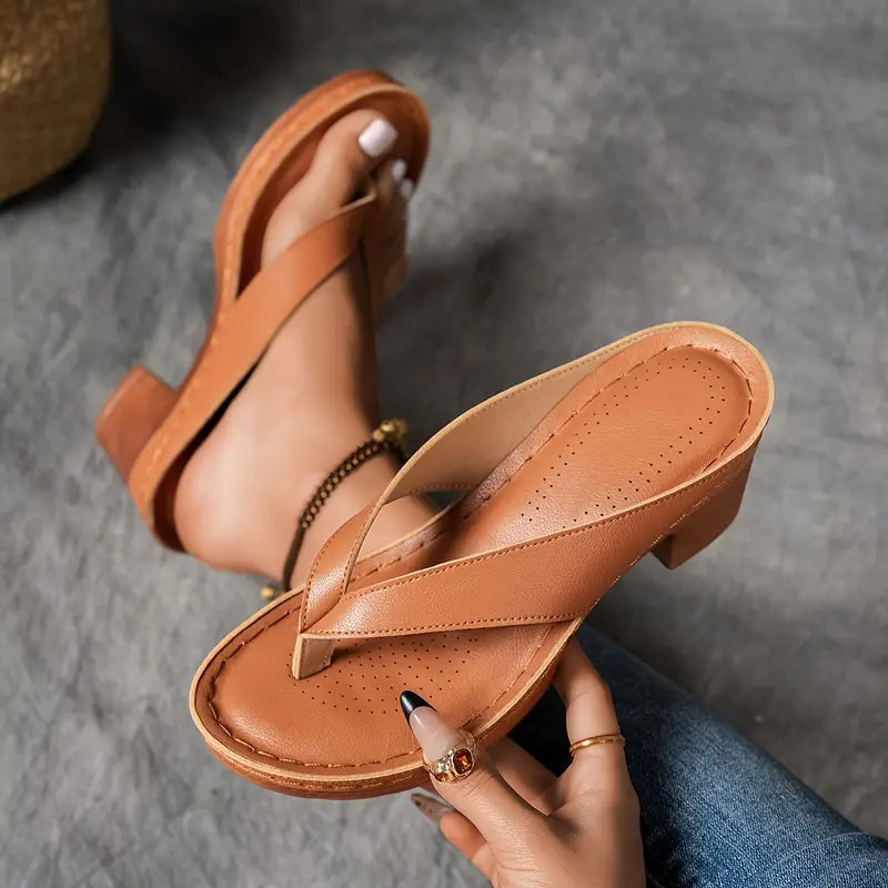 Olivia Vuono™ Women's Chunky Heel Flip Flops