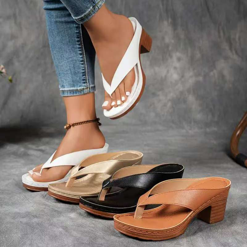 Olivia Vuono™ Women's Chunky Heel Flip Flops