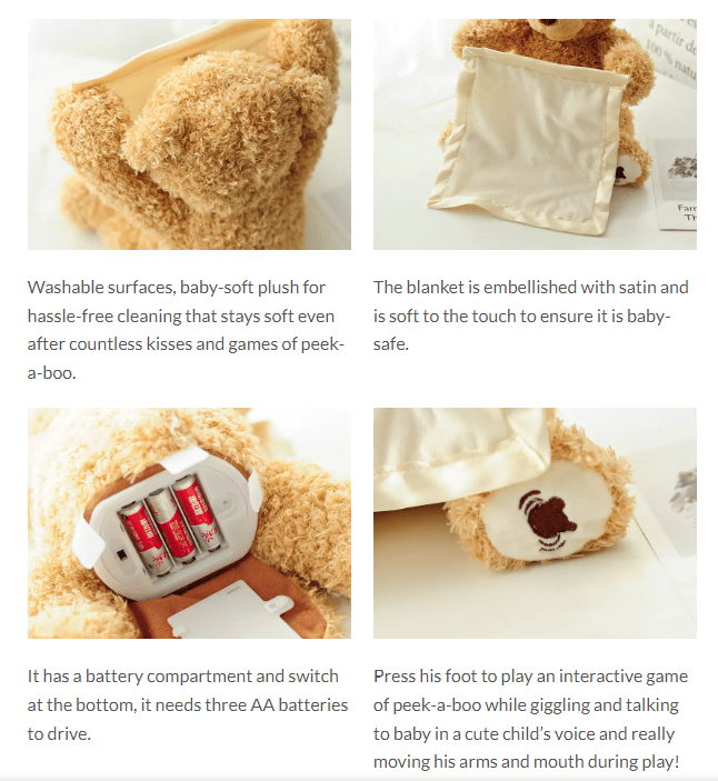 PoppiHug™ Pee-a-boo Plush Teddy Bear