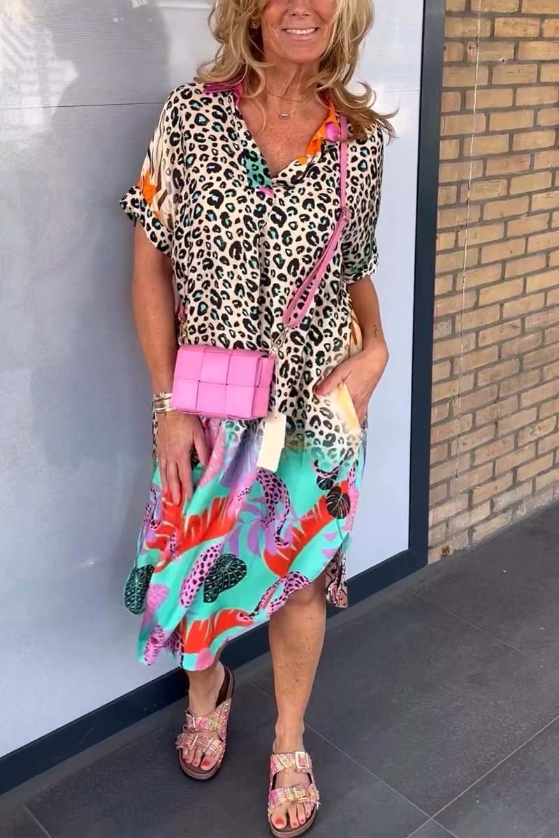 Riva Lefèvre™ Leopard short sleeve dress for leisure