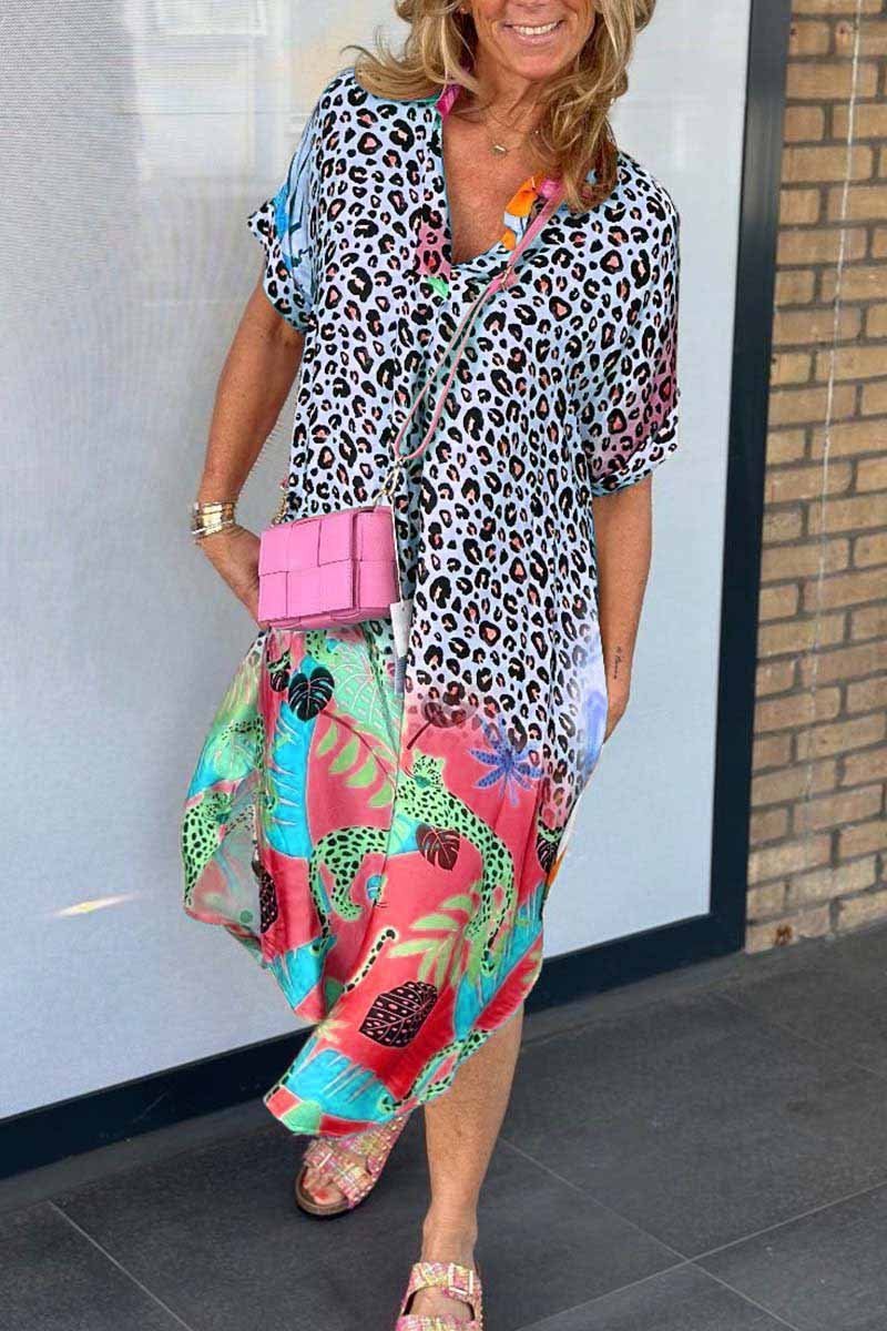 Riva Lefèvre™ Leopard short sleeve dress for leisure
