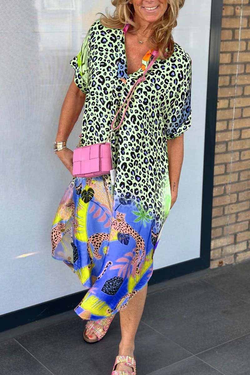 Riva Lefèvre™ Leopard short sleeve dress for leisure