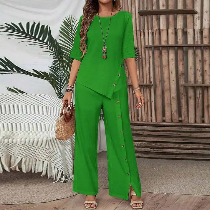 Rufina Bonavita™ Women's two-piece set with irregular hem and wide legs