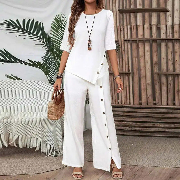 Rufina Bonavita™ Women's two-piece set with irregular hem and wide legs