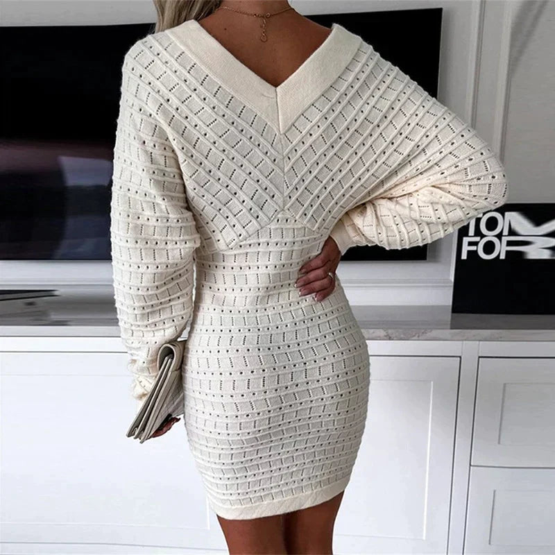 Eloisa™ V-neck long sleeve knit dress