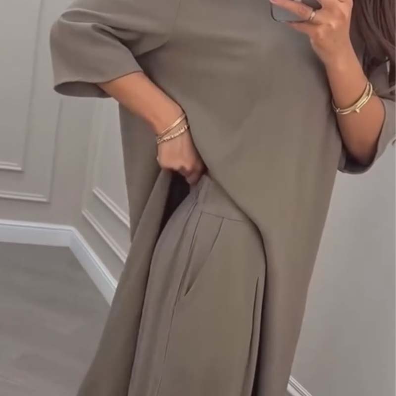 Saba Donis™ Irregular Top & Wide-Leg Pants Outfit