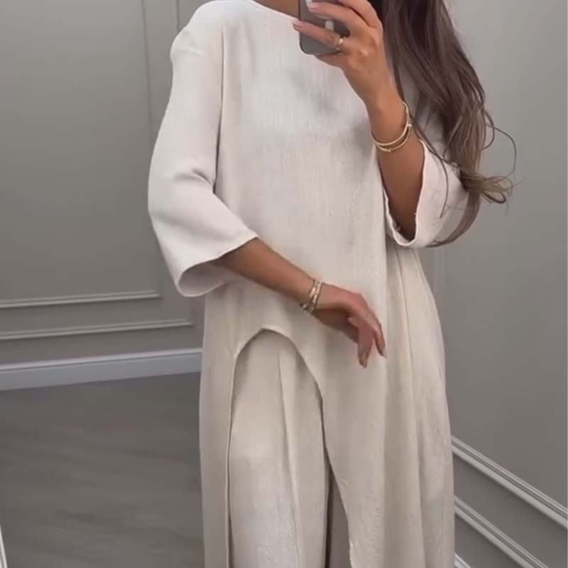 Saba Donis™ Irregular Top & Wide-Leg Pants Outfit