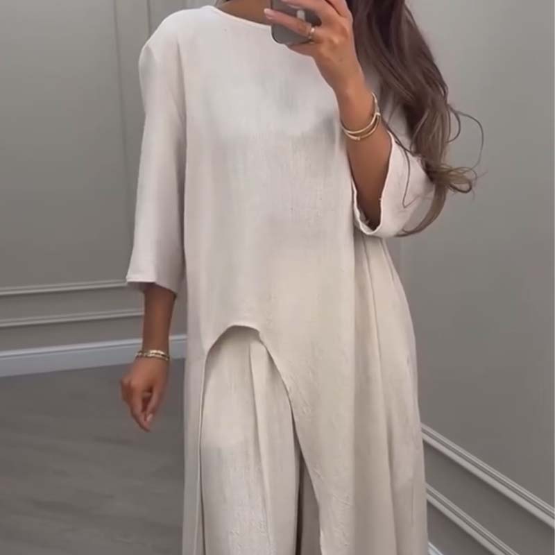 Saba Donis™ Irregular Top & Wide-Leg Pants Outfit
