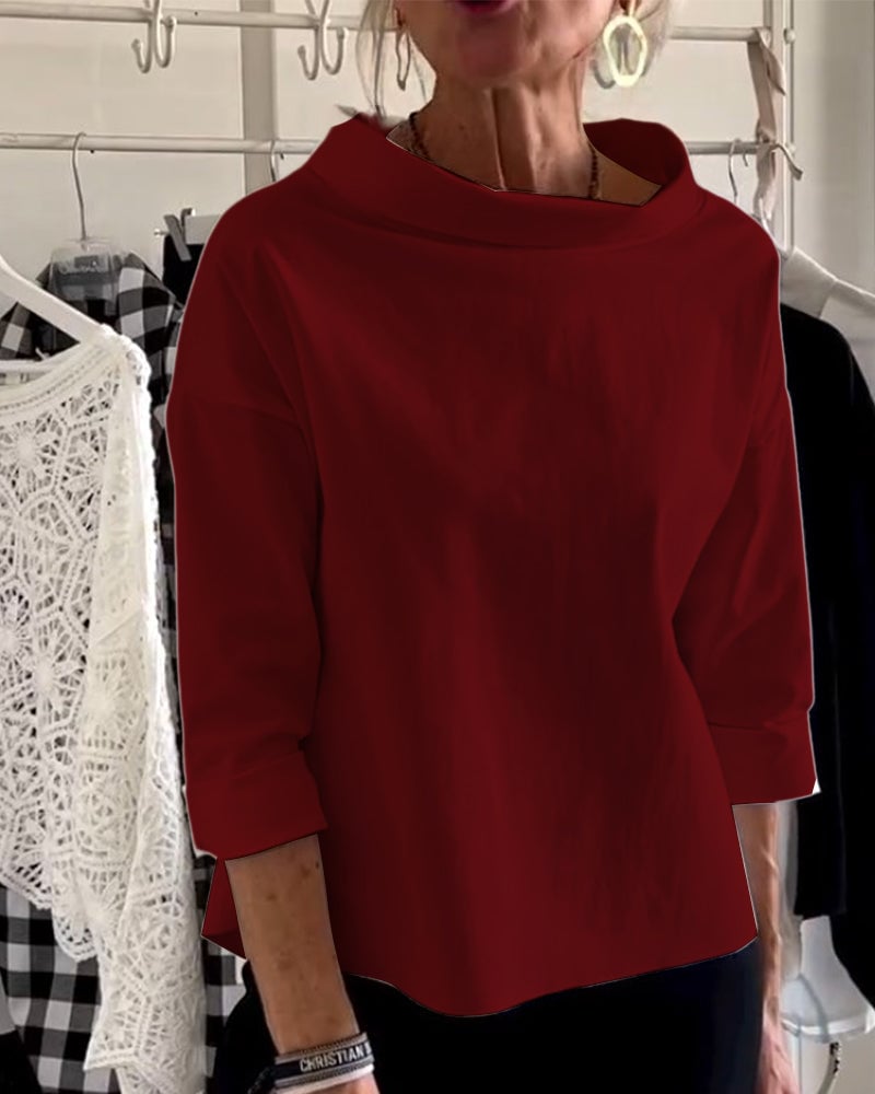 Sabina Argiro™ Fashion T-shirt with half turtleneck