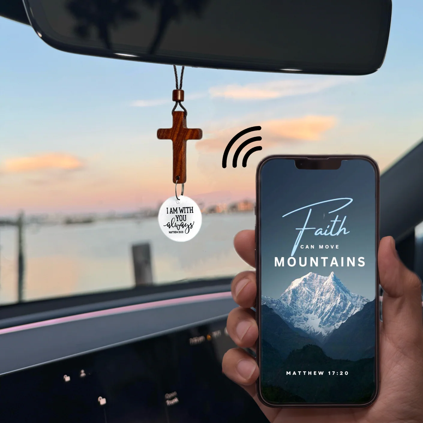 SafeCross™ Bible Verse Car Rearview Hanging Cross Ornament