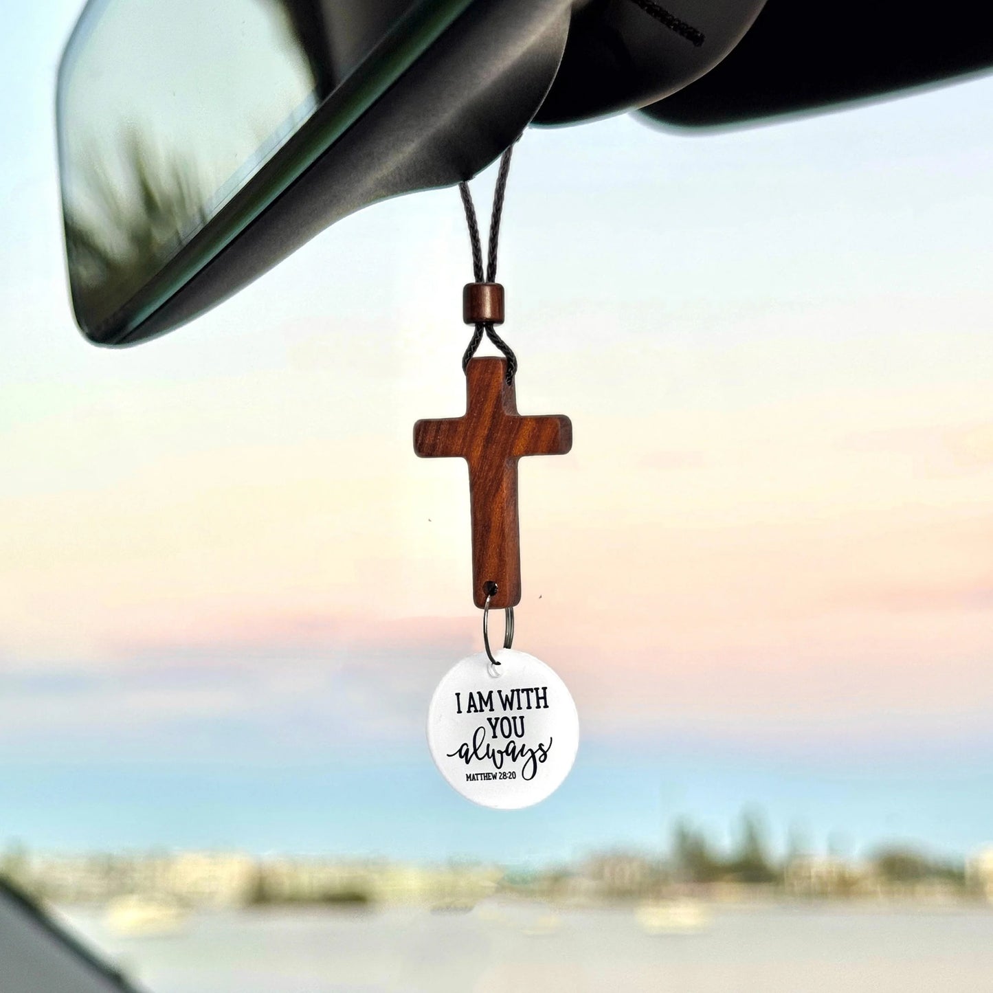 SafeCross™ Bible Verse Car Rearview Hanging Cross Ornament