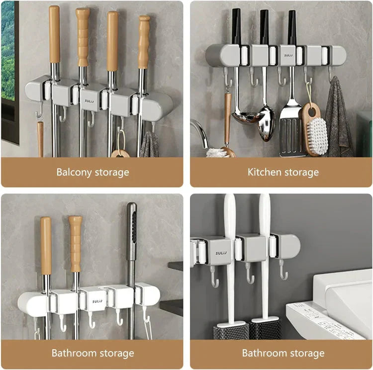 SafeHold™ Multifunctional mop holder with hook