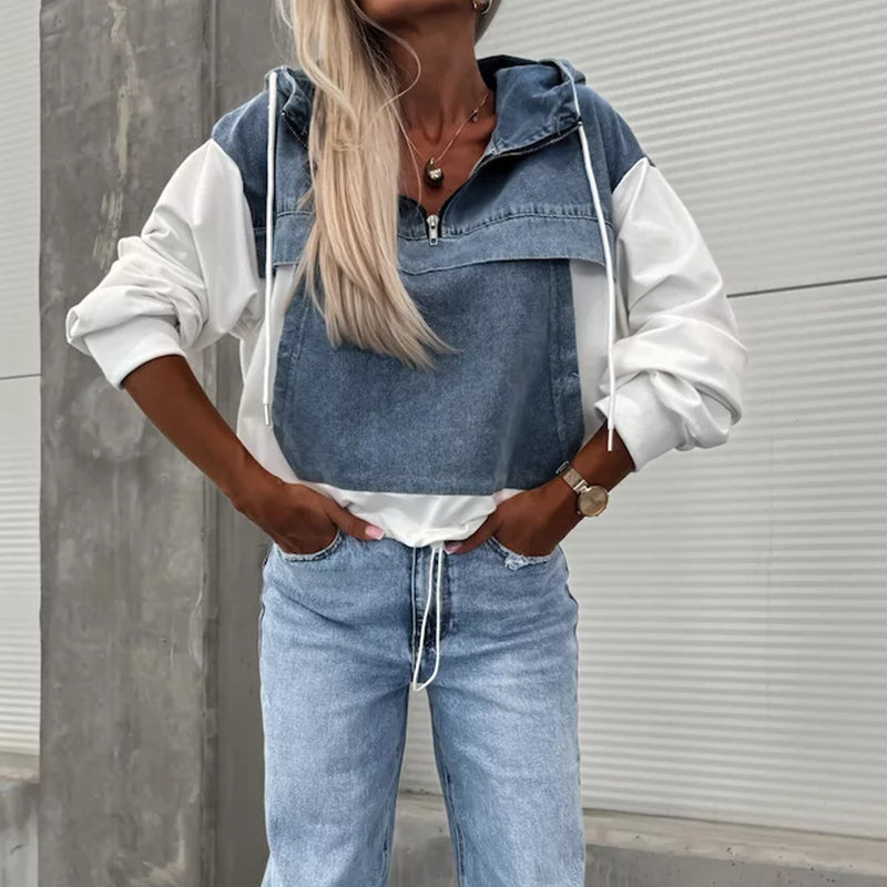 Serafina™ Denim Jacket with Hood and Drawstring