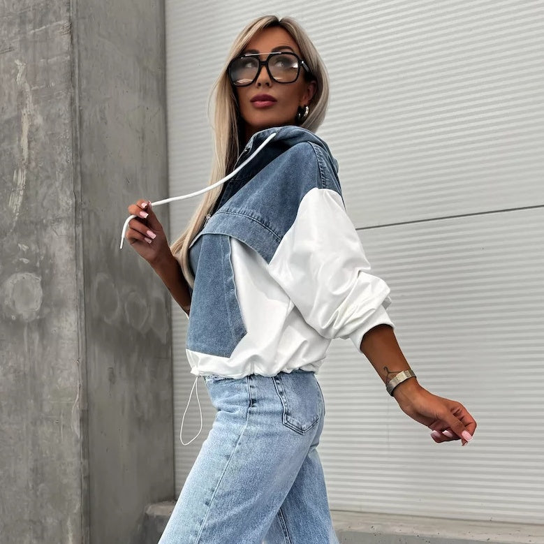 Serafina™ Denim Jacket with Hood and Drawstring