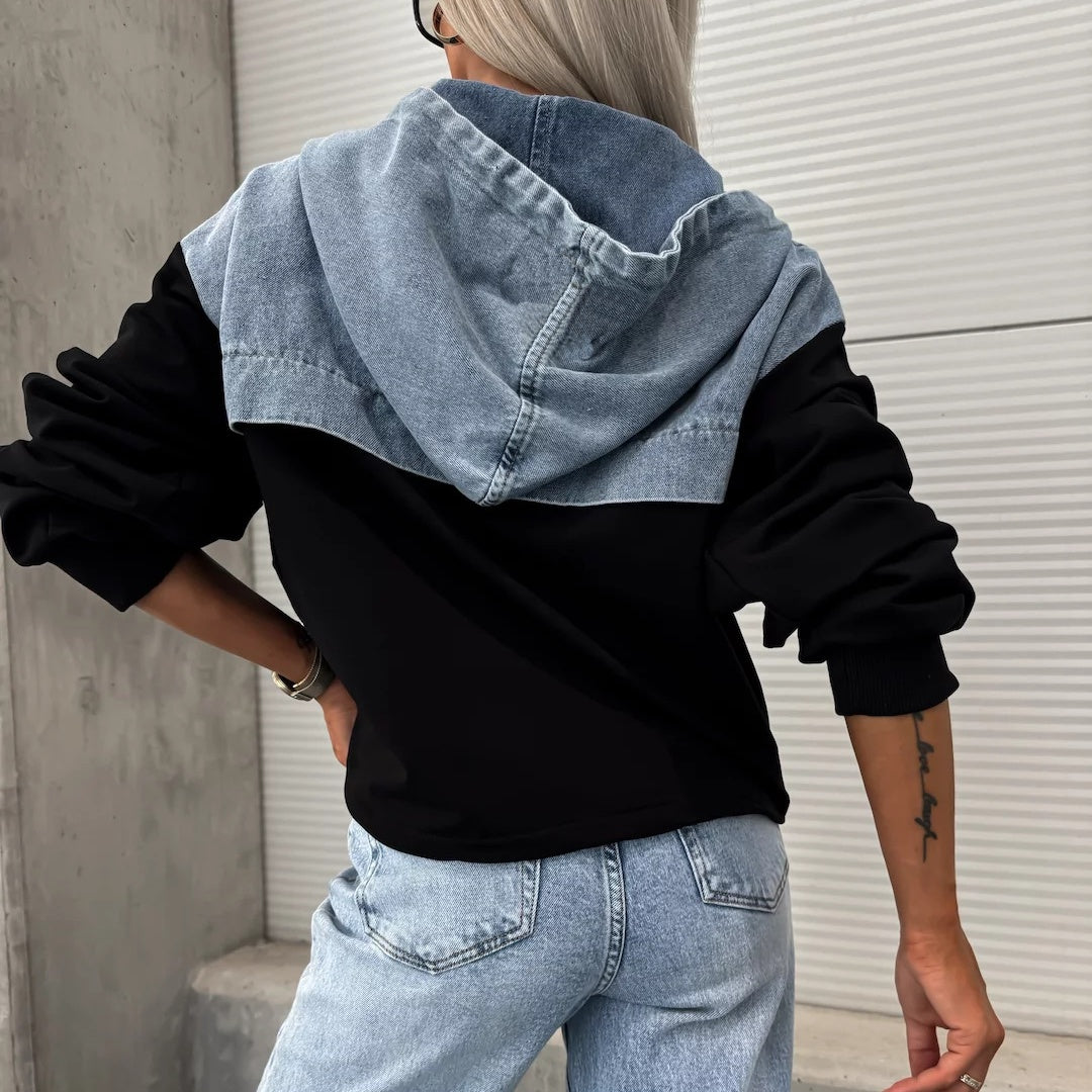 Serafina™ Denim Jacket with Hood and Drawstring