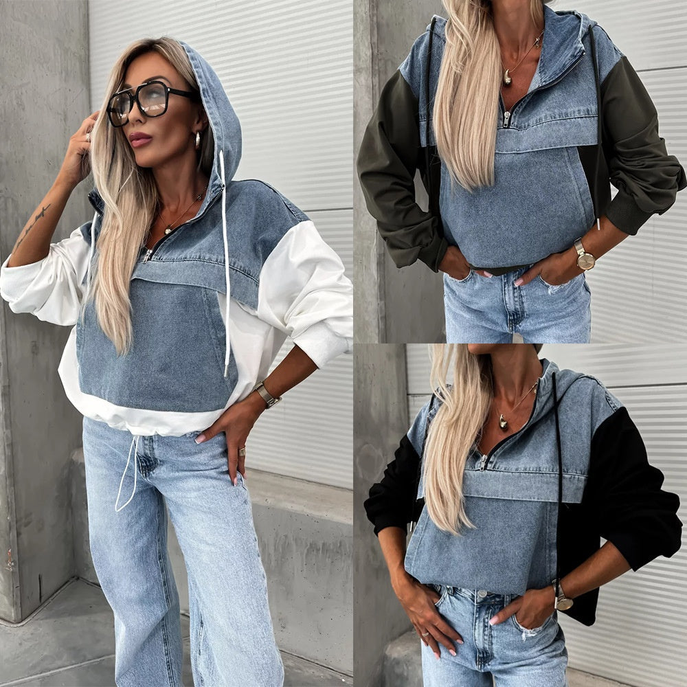 Serafina™ Denim Jacket with Hood and Drawstring