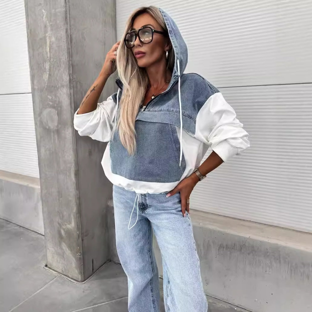 Serafina™ Denim Jacket with Hood and Drawstring