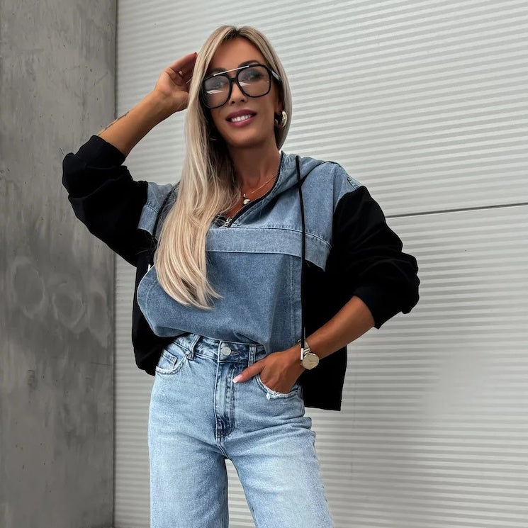 Serafina™ Denim Jacket with Hood and Drawstring