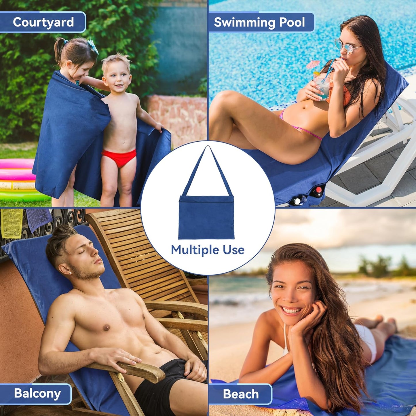 SunVibe™ Quick dry beach towel with pockets