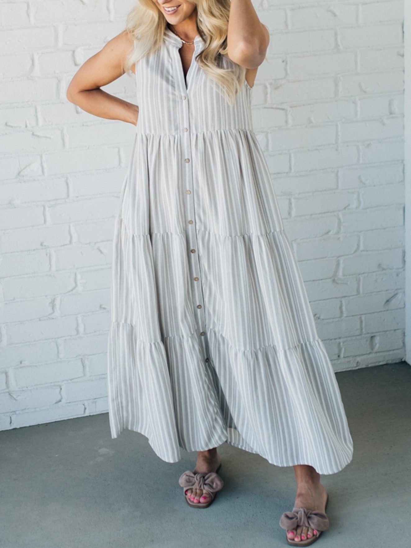 Taylor Lee™️ Striped V-neck dress