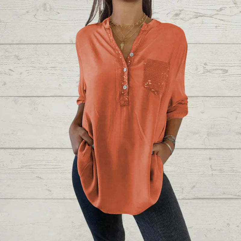 Ulva™️ Sequin V-neck shirt