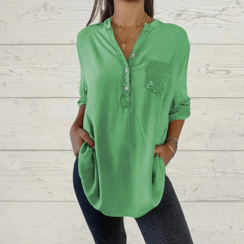 Ulva™️ Sequin V-neck shirt