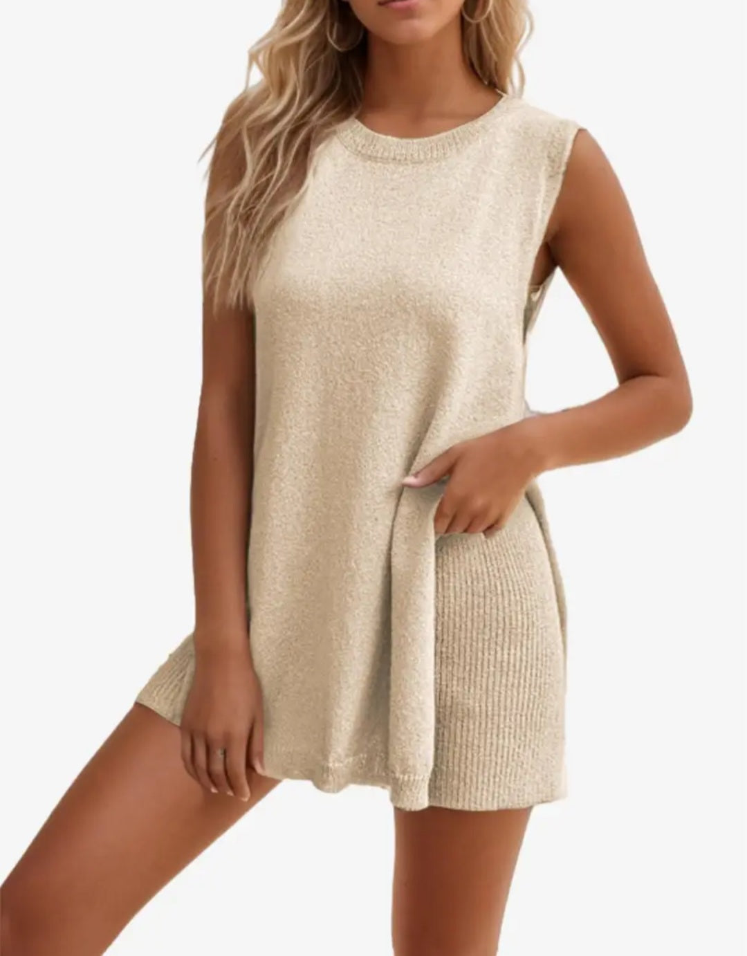 Vanessa Lucidi™ Loose casual round neck vest shorts knitted suit