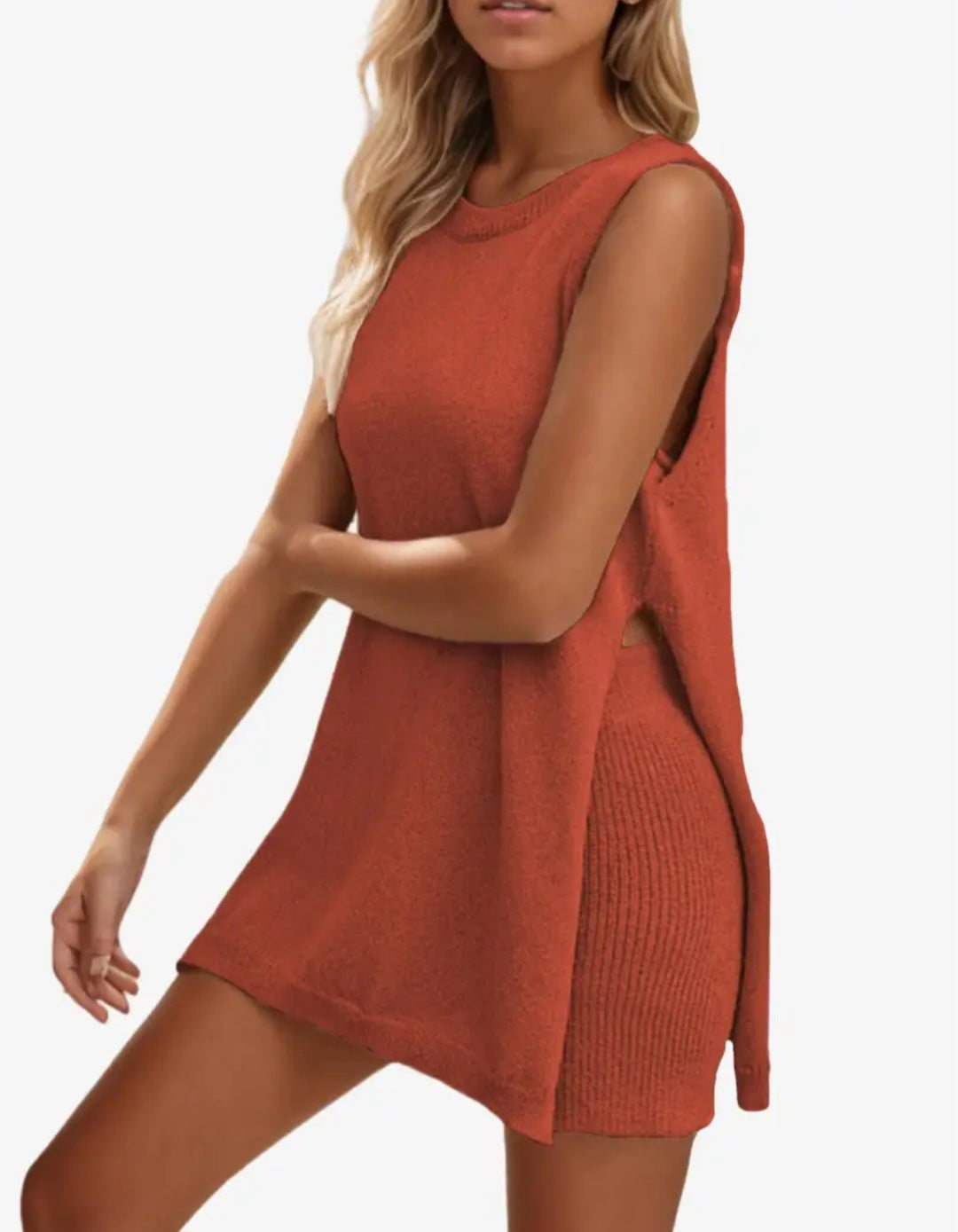 Vanessa Lucidi™ Loose casual round neck vest shorts knitted suit