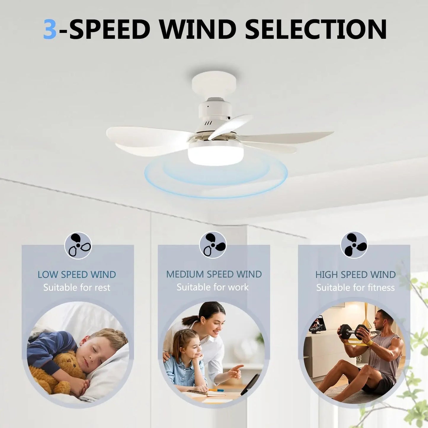 ZephyrAir™ Portable ceiling fan and light 2 in 1