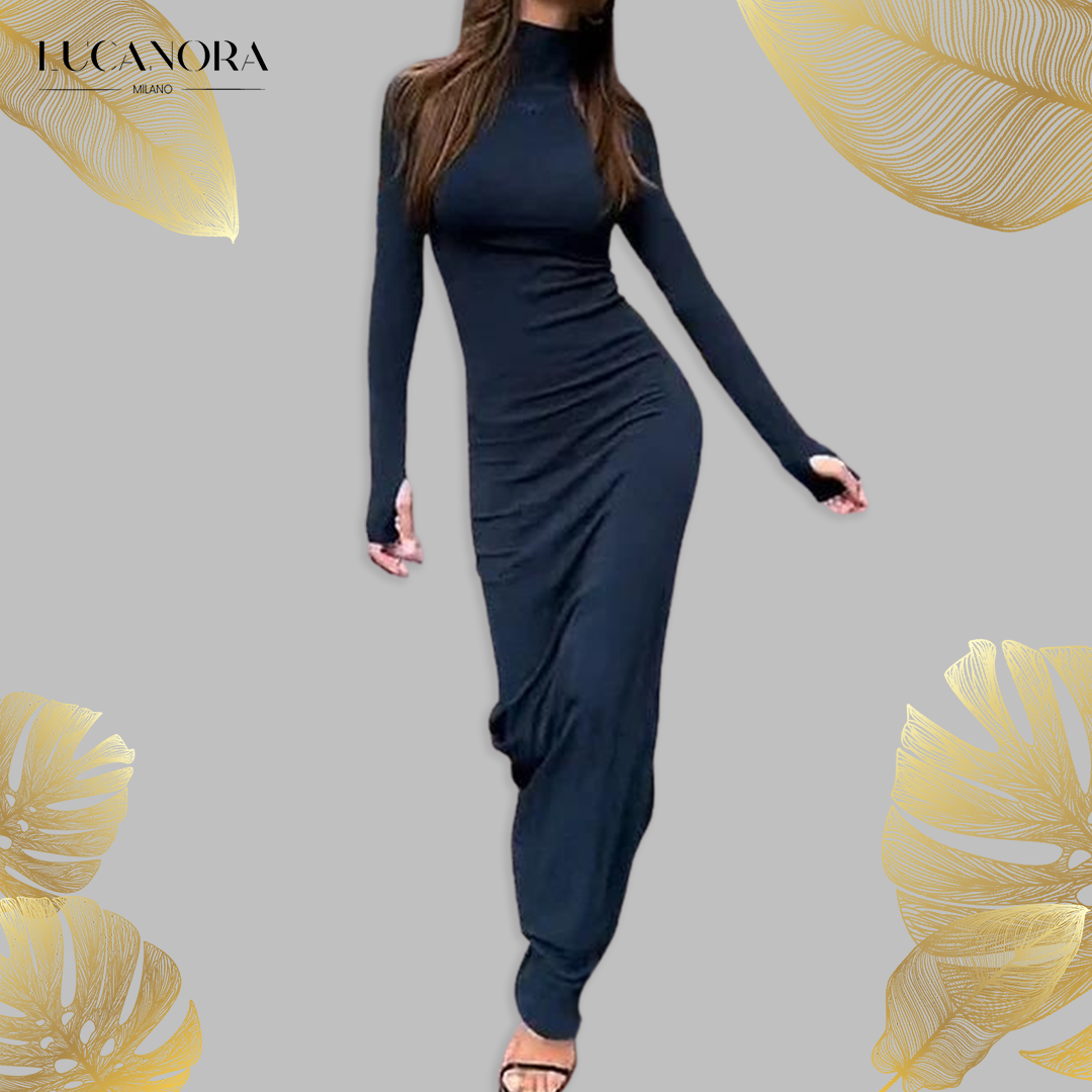 Adeline Rey™ Long fitted dress with long sleeves