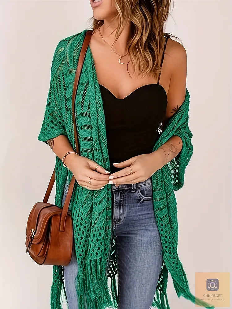 Albina Lanfranchi™ Elegant Tassel Cardigan for Lightweight Beach Coverage