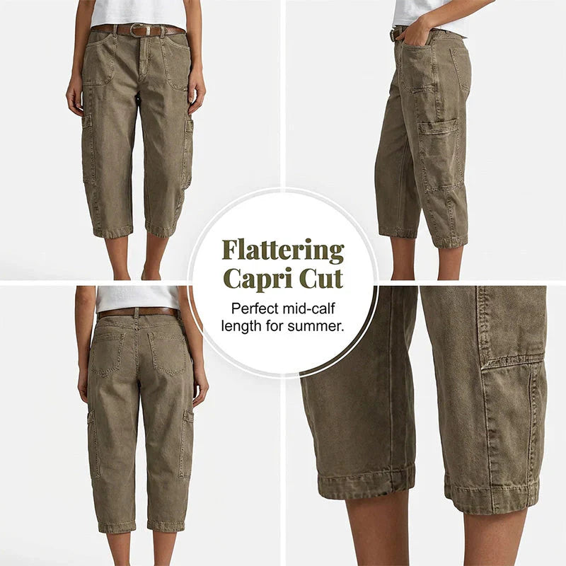 Benedetta Nanni™ Relaxed Cargo Capris with Functional Pockets