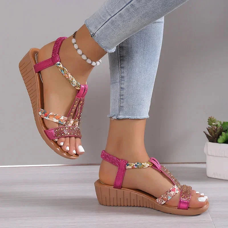 Héloïse Ross™ Summer sandals with rhinestones with open toe