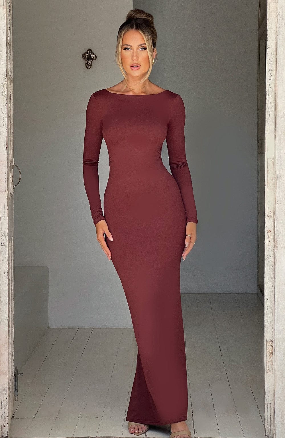 Azaïs™️ Low-cut maxi dress