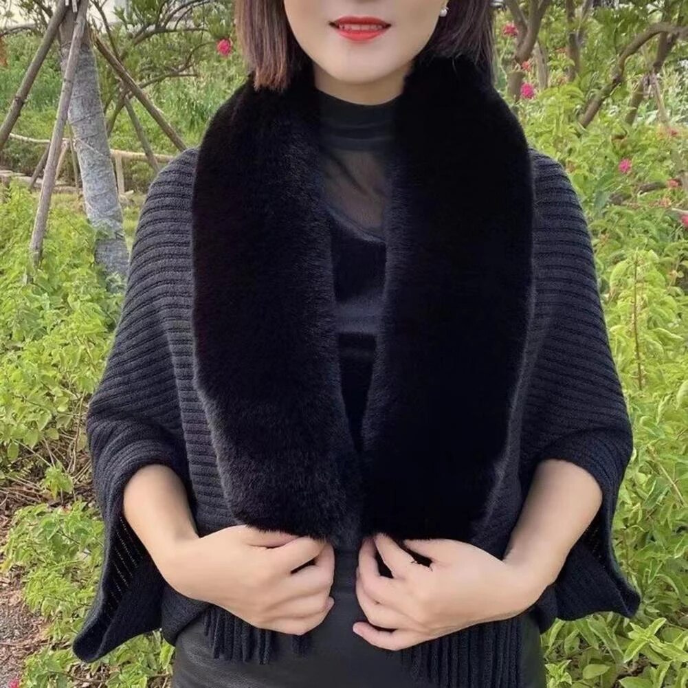 Rosine Robiquet™ Fashionable 2-in-1 scarf and sweater with fur collar