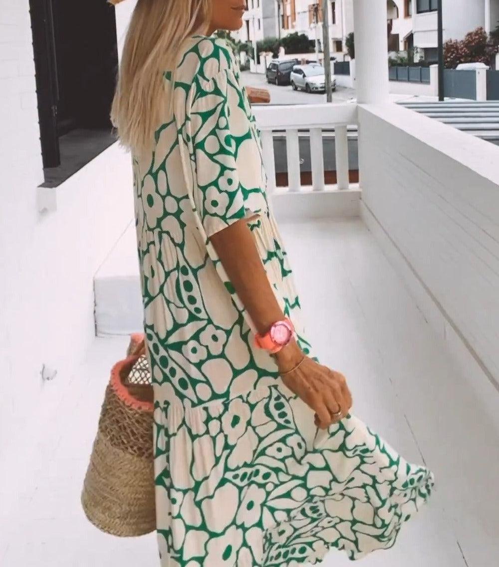 Nilda Mazzi™ Comfortable maxi dress with short sleeves
