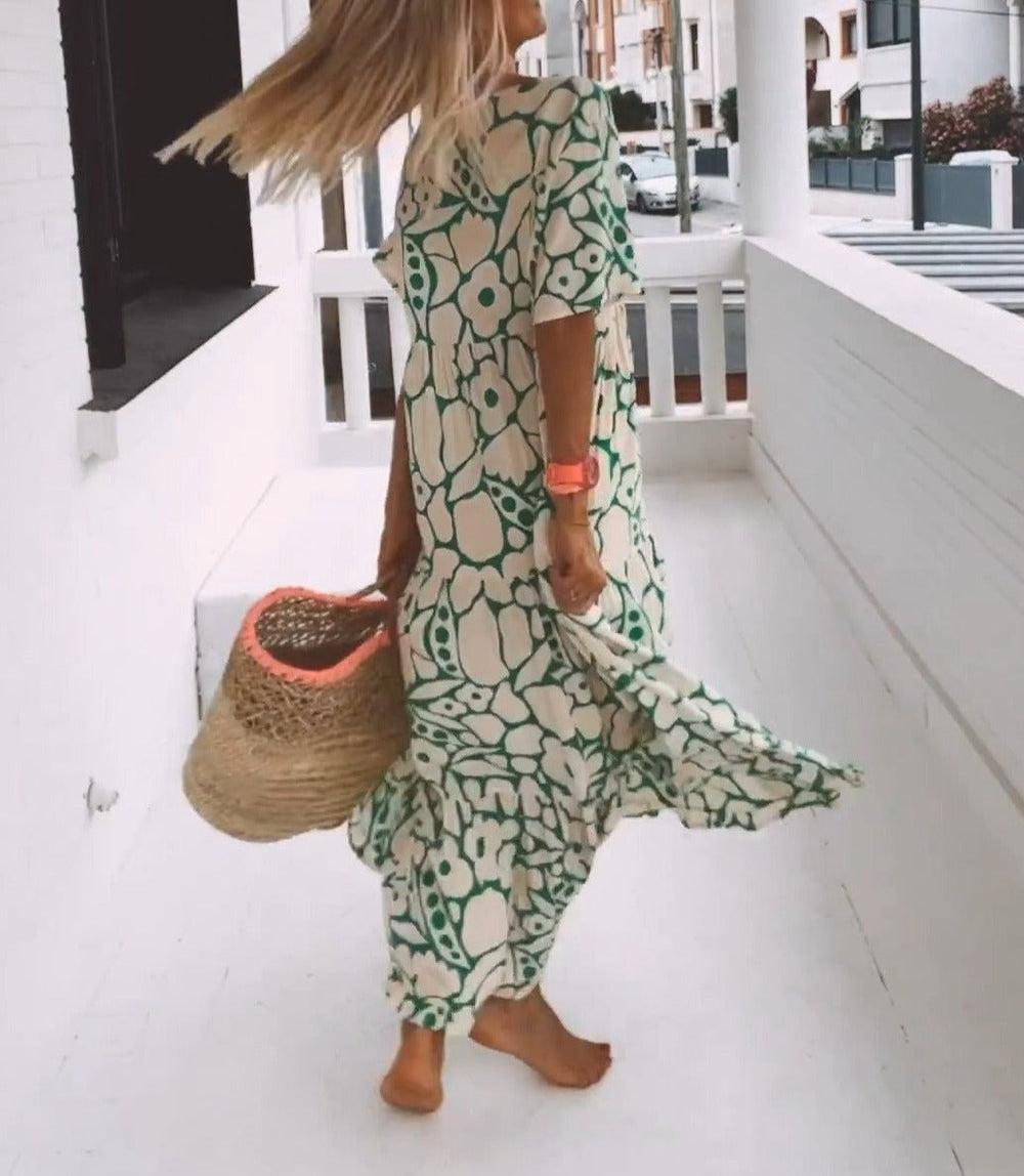 Nilda Mazzi™ Comfortable maxi dress with short sleeves