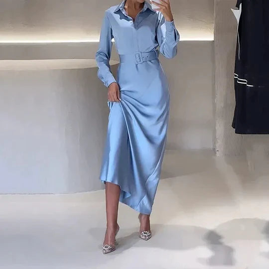 Zarita™ Long elegant dress with a belt
