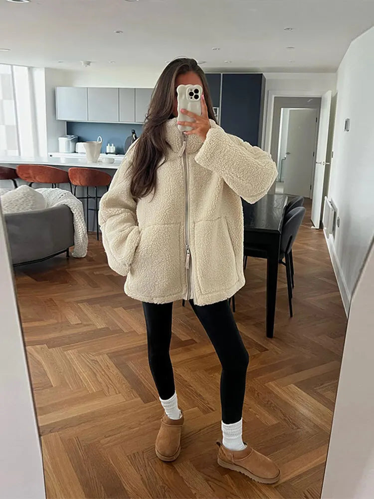 Ana Paul™ Warm fleece jacket with high collar