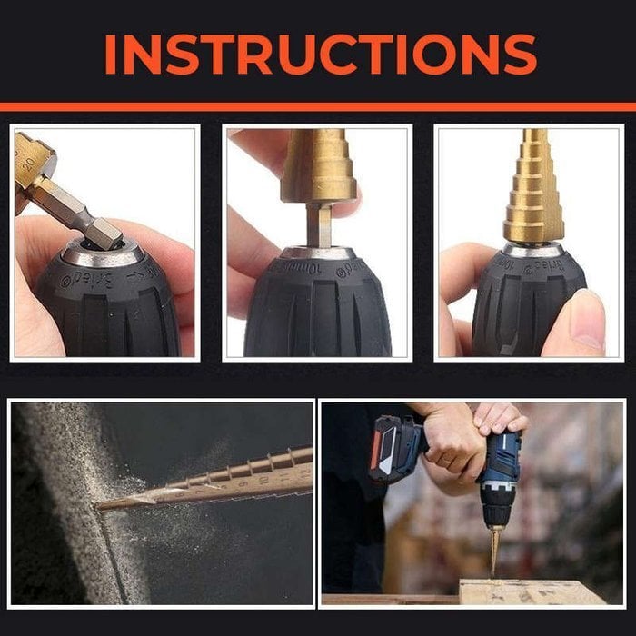 Turbo Bore™ Titanium drill bit set for drilling in metal, 6 pcs