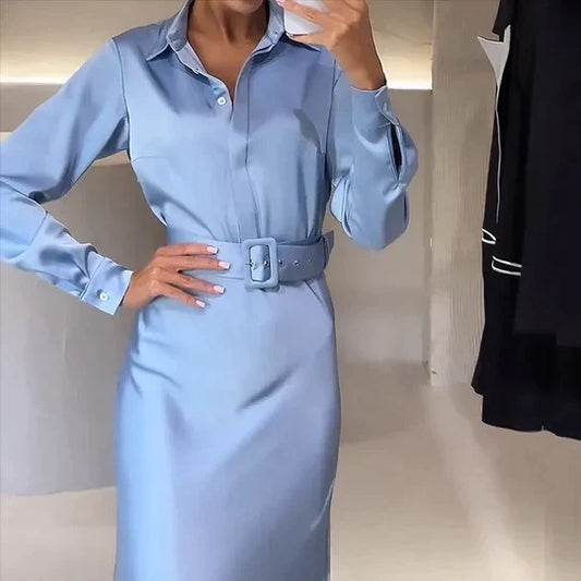 Zarita™ Long elegant dress with a belt