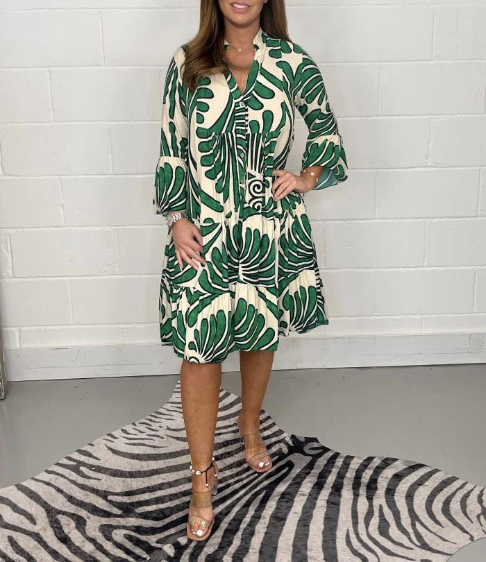 Grazielle™ Casual Loose V-Neck Floral Print Dress