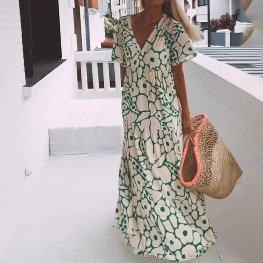 Nilda Mazzi™ Comfortable maxi dress with short sleeves